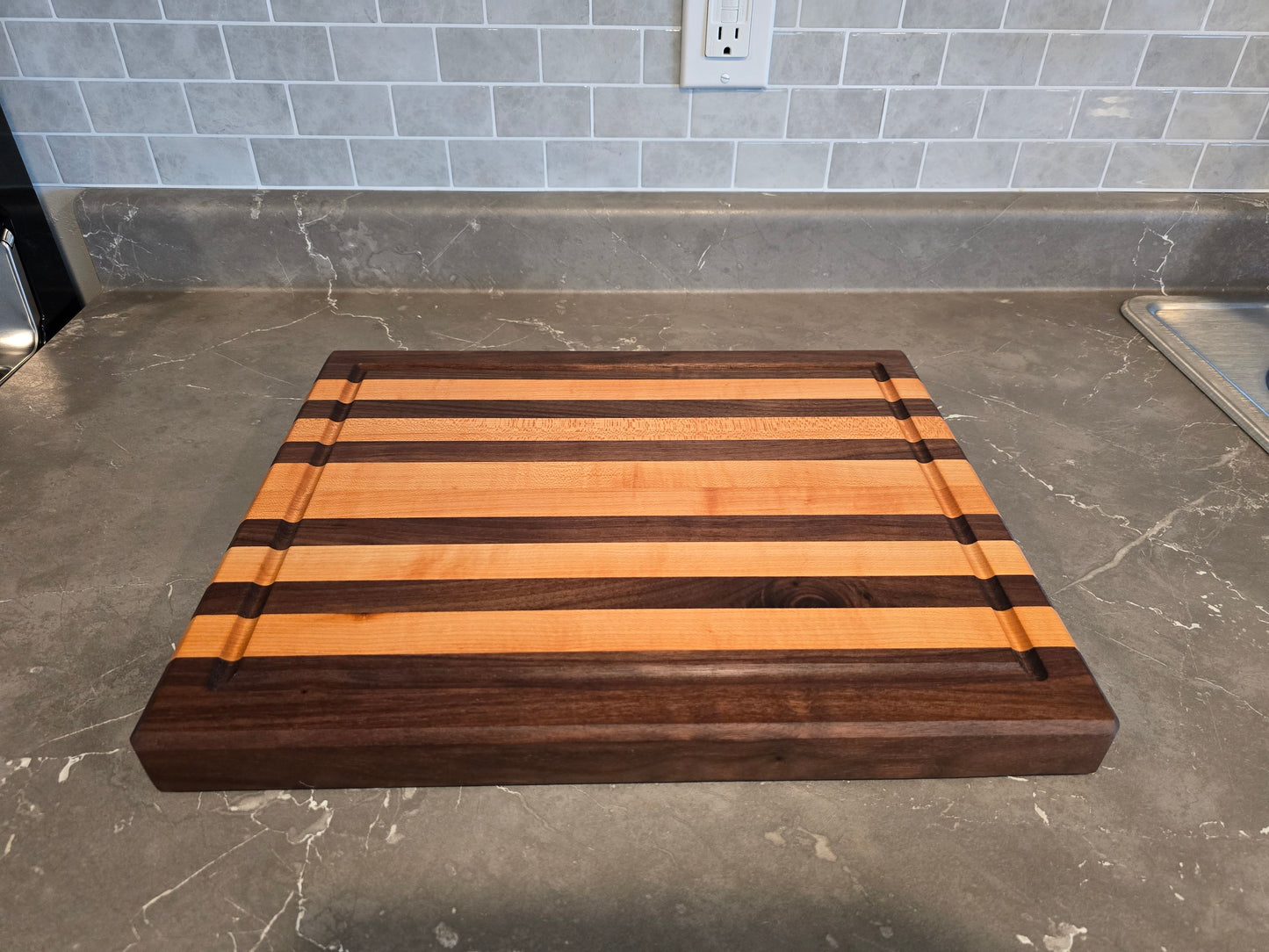 Walnut and Maple Stripped Cutting Board